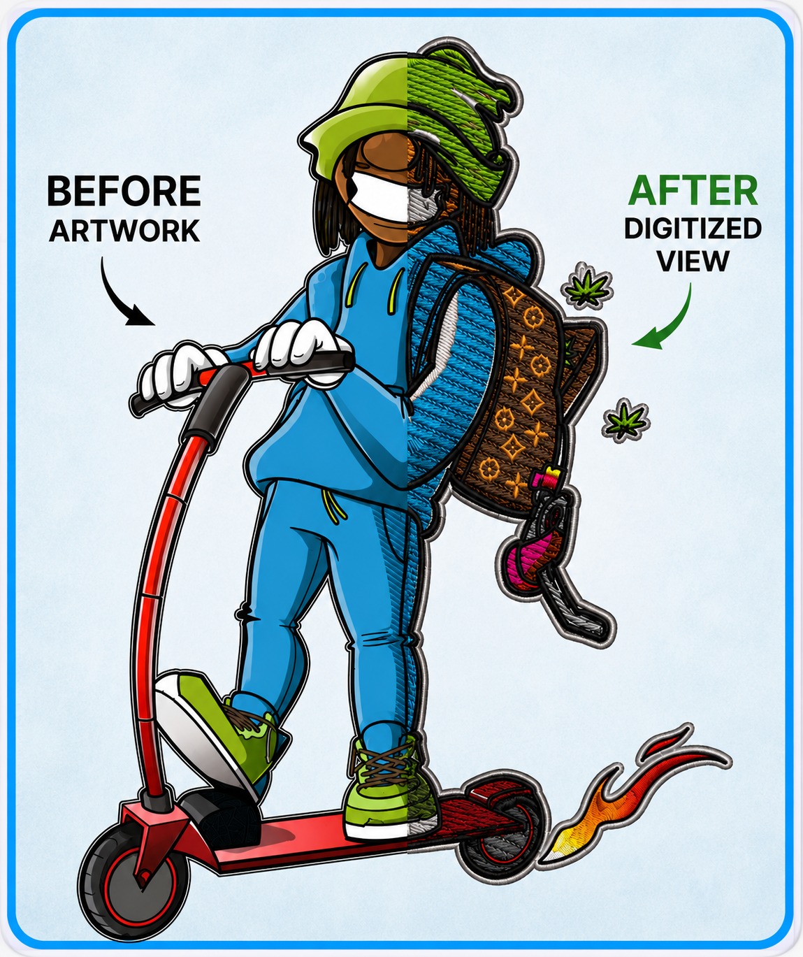 Luxury Digitizing Before and After Example